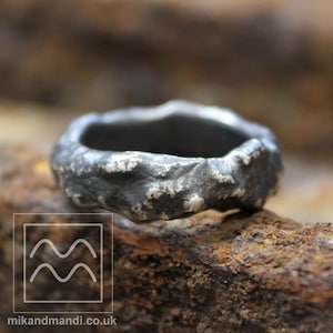 Big Rock | Oxidised Raw Ring | Solid Sterling Silver Band | Molten Organic Silver