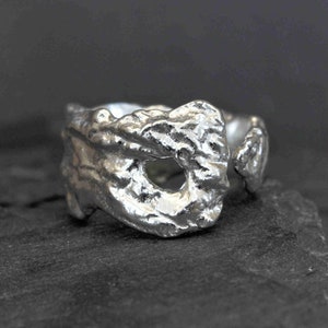 Sterling Silver Freeform Raw Molten Ring | Chunky Open Ring | Heavy Sterling Silver Band