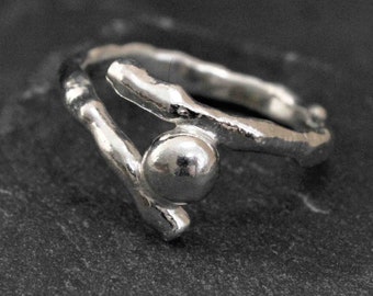 Sterling Silver Made to Order Dainty Rock & Pebble Wrap Ring | Textured Organic Wrap Ring | Dainty Rock Wrap Ring