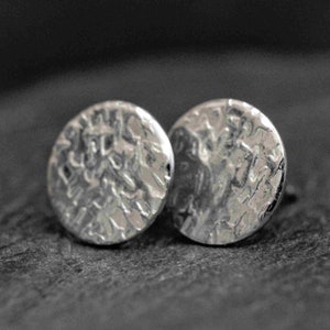 Sterling Silver Textured Disc Studs | Silver Hammered Stud Earrings | Battered Disc Studs | Sustainable Ethical Jewellery