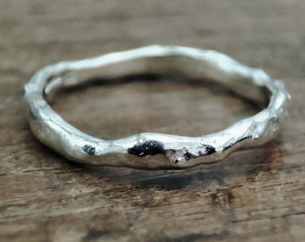 The White Gold Rock | Organic Molten 9ct Gold Ring | Unique Shape Ring | Recycled White Gold Band | Unusual Wedding Ring