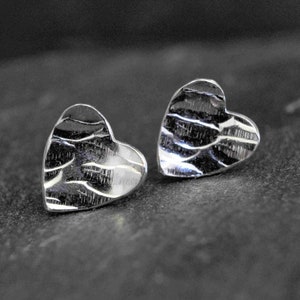 Sterling Silver Studs Earrings | Heart Studs | Organic Shaped Handmade Small Hearts | Ethical Sustainable Jewellery