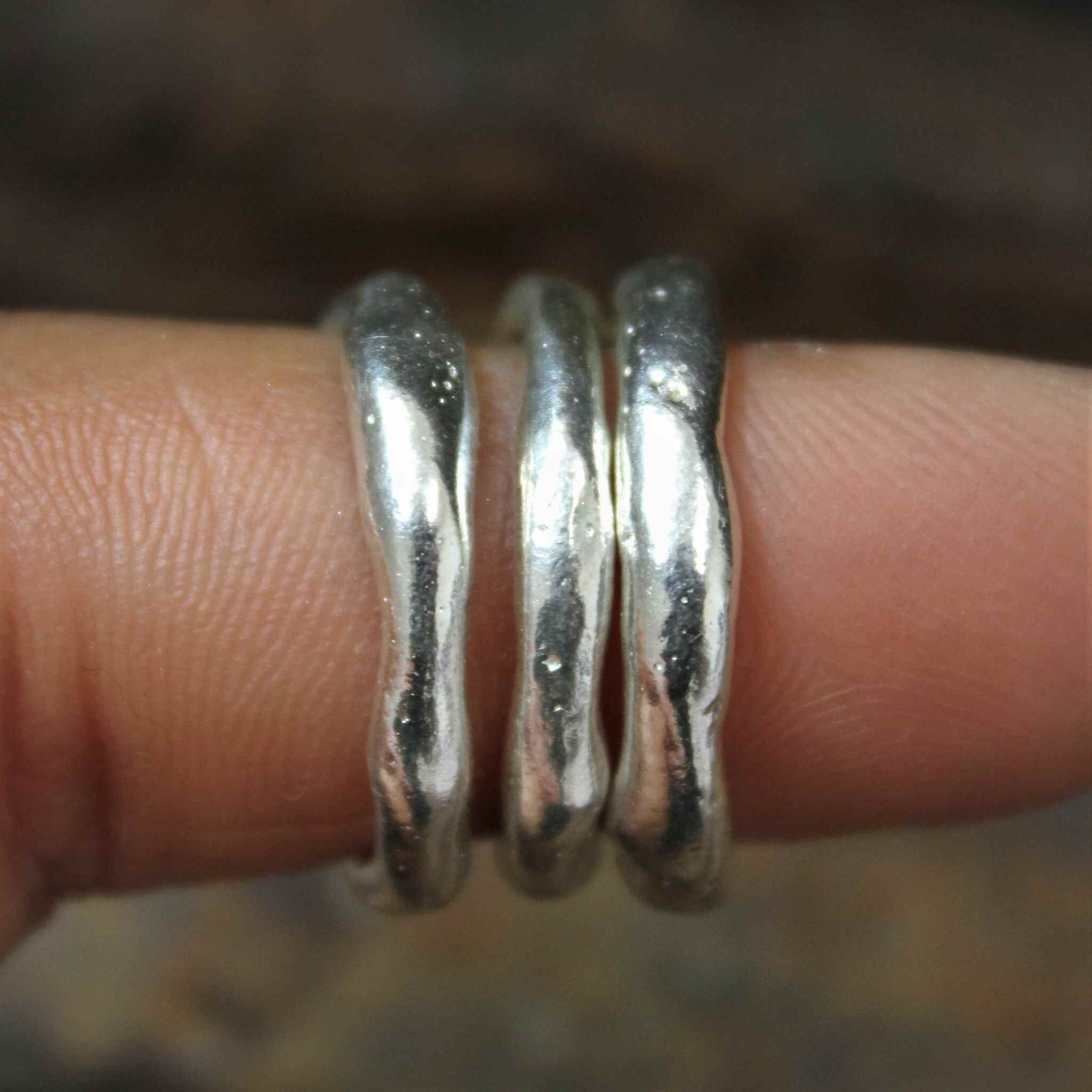 Molten Volcanic Silver Irregular Shape Ring | Unique Recycled