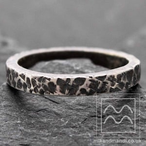 Oxidised Sterling Silver Ring | Textured Sterling Silver Ring | Chunky Stacking Ring | The Dark Edge