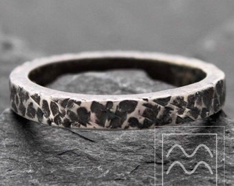 Oxidised Sterling Silver Ring | Textured Sterling Silver Ring | Chunky Stacking Ring | The Dark Edge