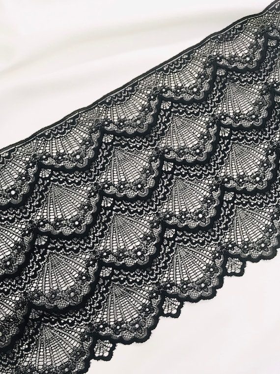 Stretch lace trimming, Lingerie lace, Bra making, Dress decoration trim, Scalloped edge lace.