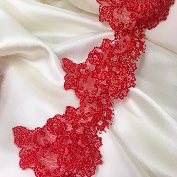 Red Lace Trim Etsy