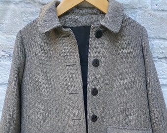 Girls Herringbone Wool Blend Coat: Tailored Fall Winter Outerwear, Lightweight girls long jacket.