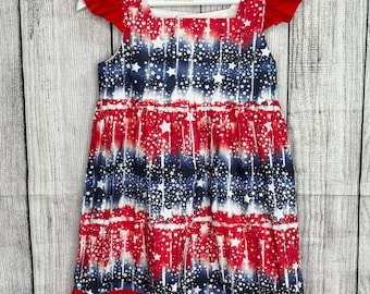red white blue tie dye dress Red White & Blue Tie Dye Tank Dress 6-12 Months