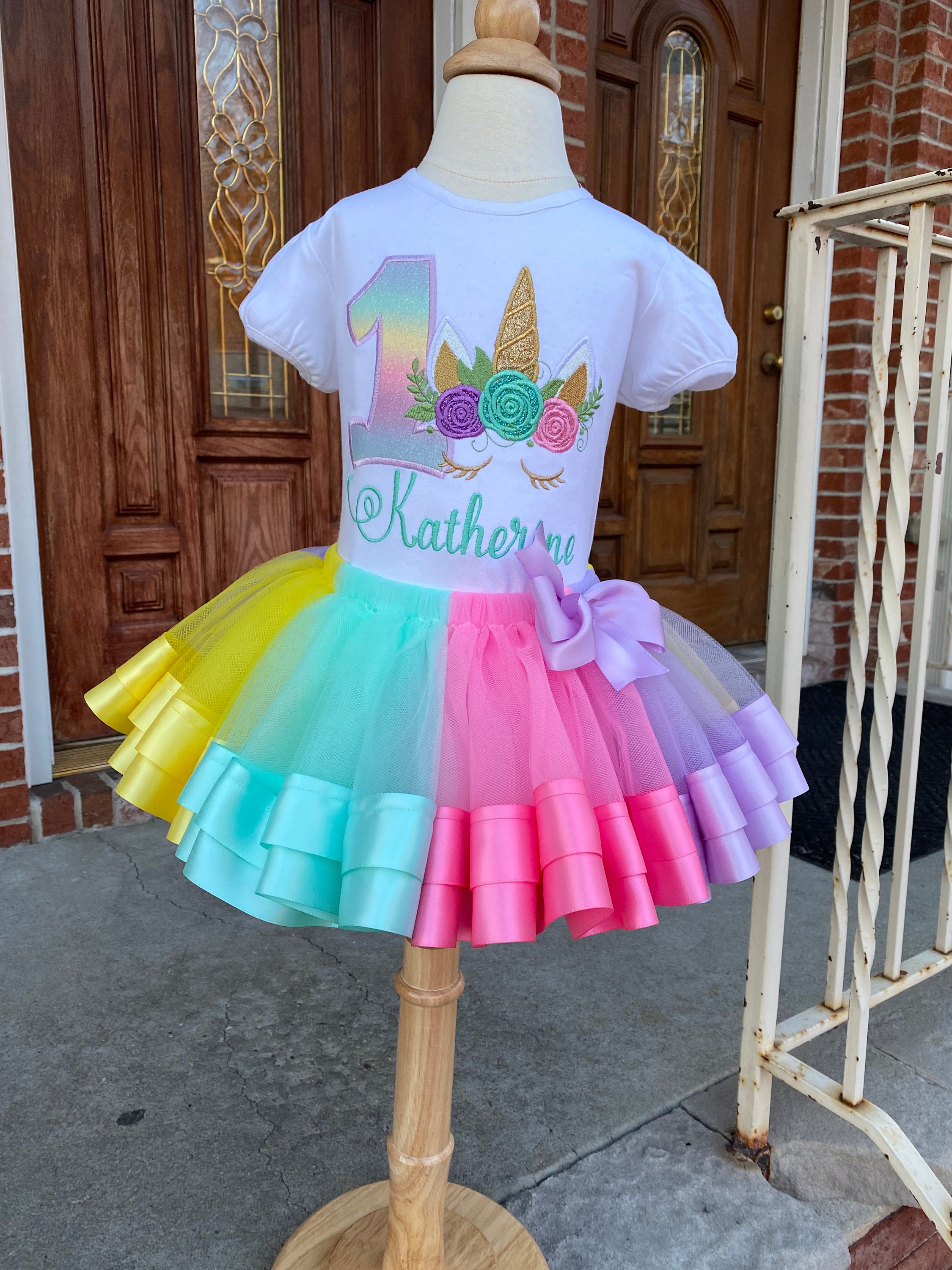 Unicorn Birthday Outfit Toddler Girl Rainbow Outfit First Etsy