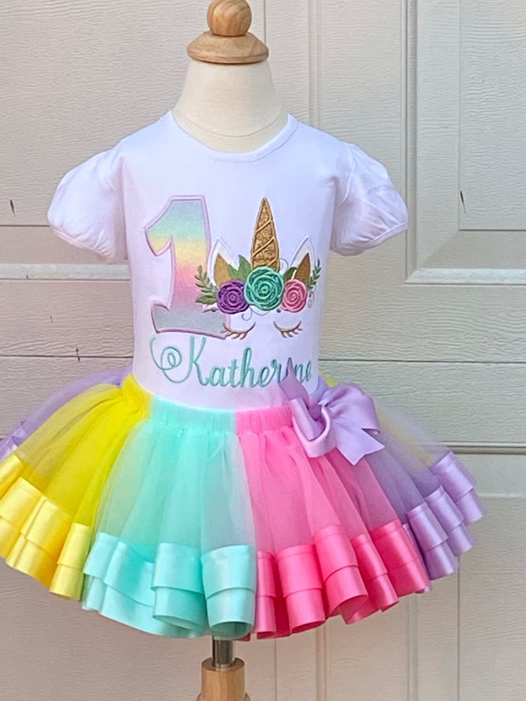 Unicorn Birthday Outfit Toddler Girl Rainbow Outfit First Etsy