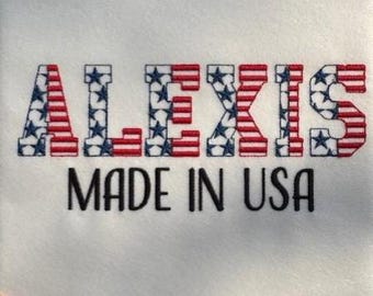 Patriotic monogram shirt, Custom patriotic shirt, 4th of July monogram, Stars and stripes custom embroidery shirt, American boy, America usa