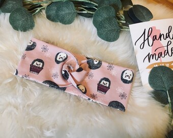 Headband girls hair band bandeau baby hedgehog pink