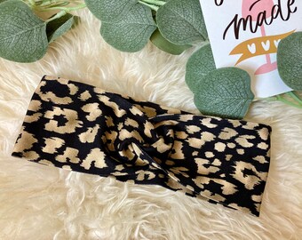 Headband girls ladies hairband bandeau leopard gold black