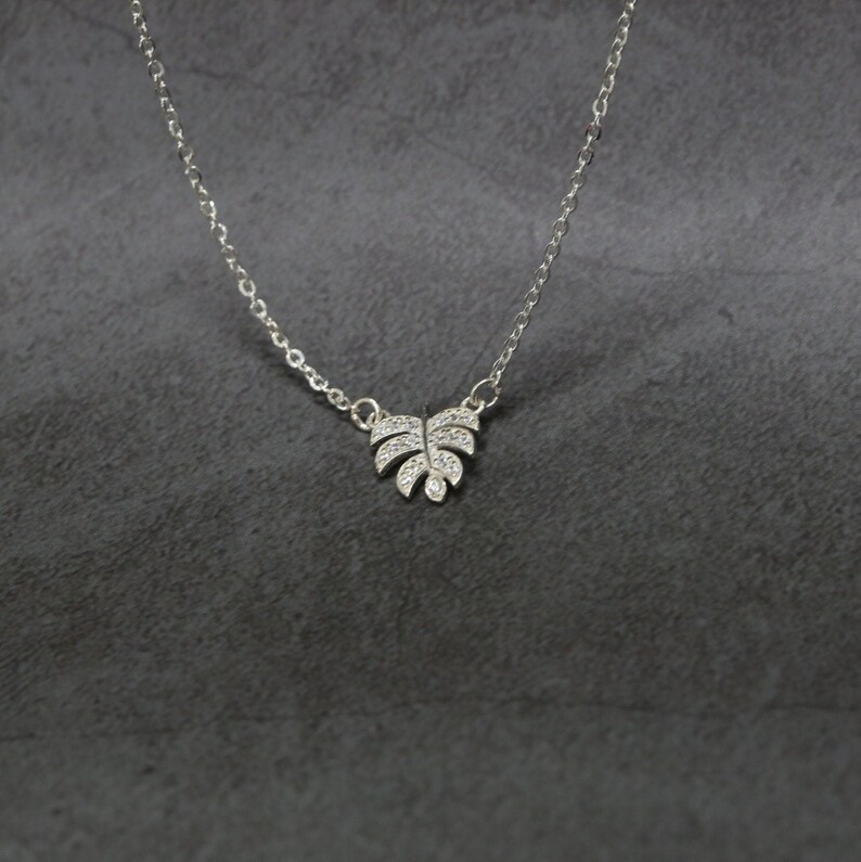 Simple Leaf Necklace Pave Leaf Necklace Necklace For Bridesmaid Necklace For Girlfriend