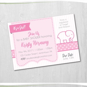 Baby Shower Invites: Pink Elephants