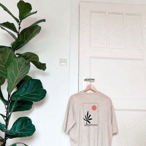 Shirt &#39;âme française&#39; minimalist backpiece print with sun, palm tree.