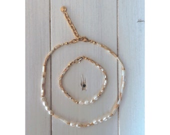 Collar/pulsera/tobillera de concha de perla de agua dulce