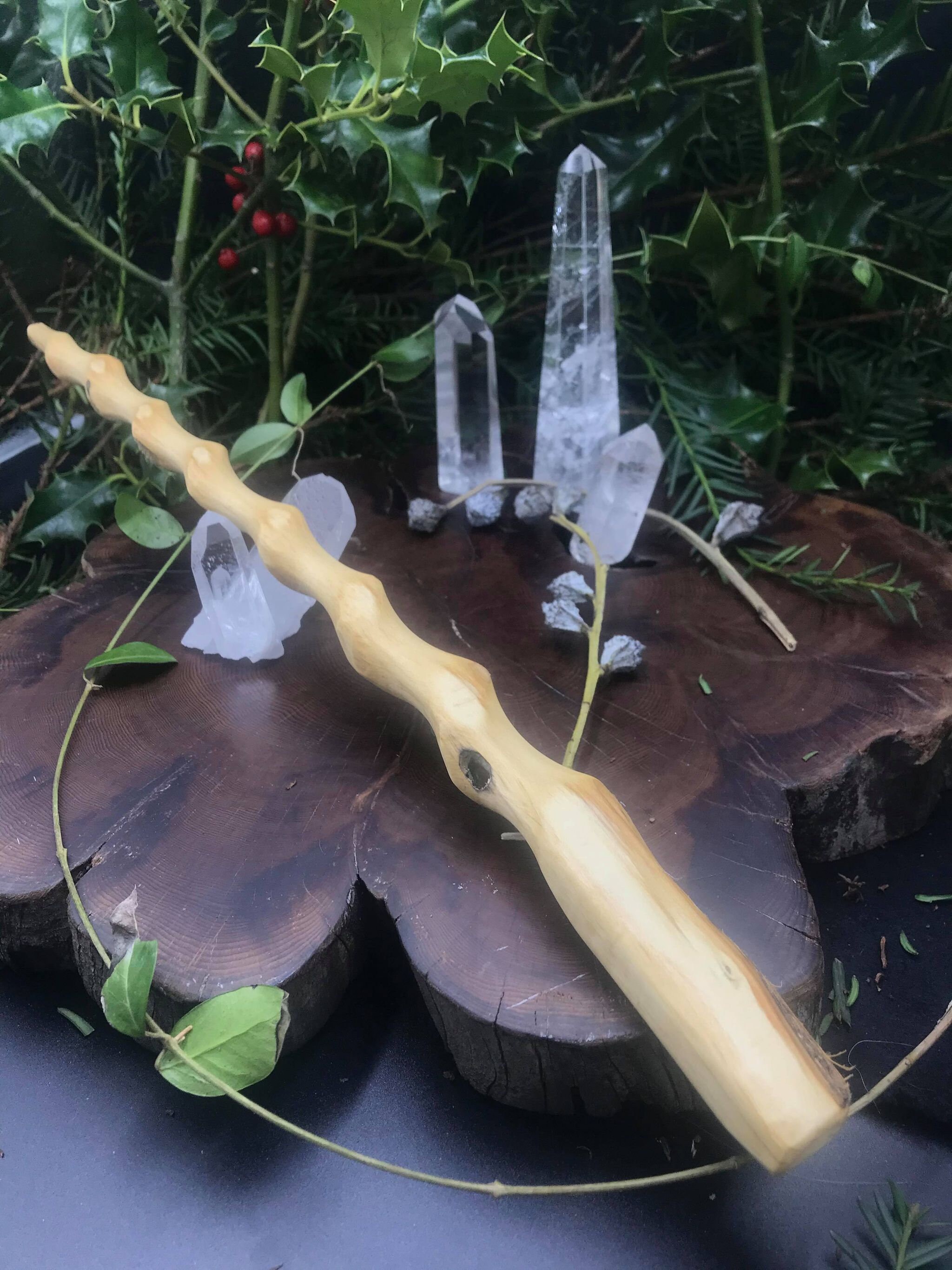 16'' HANDMADE REAL HOLLY Wood Wand Spiritual Gift for Etsy