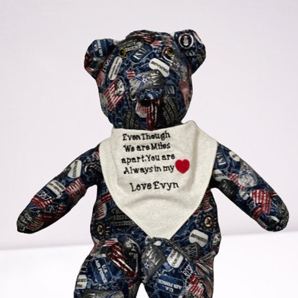 Memory Bear.Deployment Bear, Armed Forces Keepsake Bear Made to Order, Army,Navy,Air Force, Marines, Coast Guard