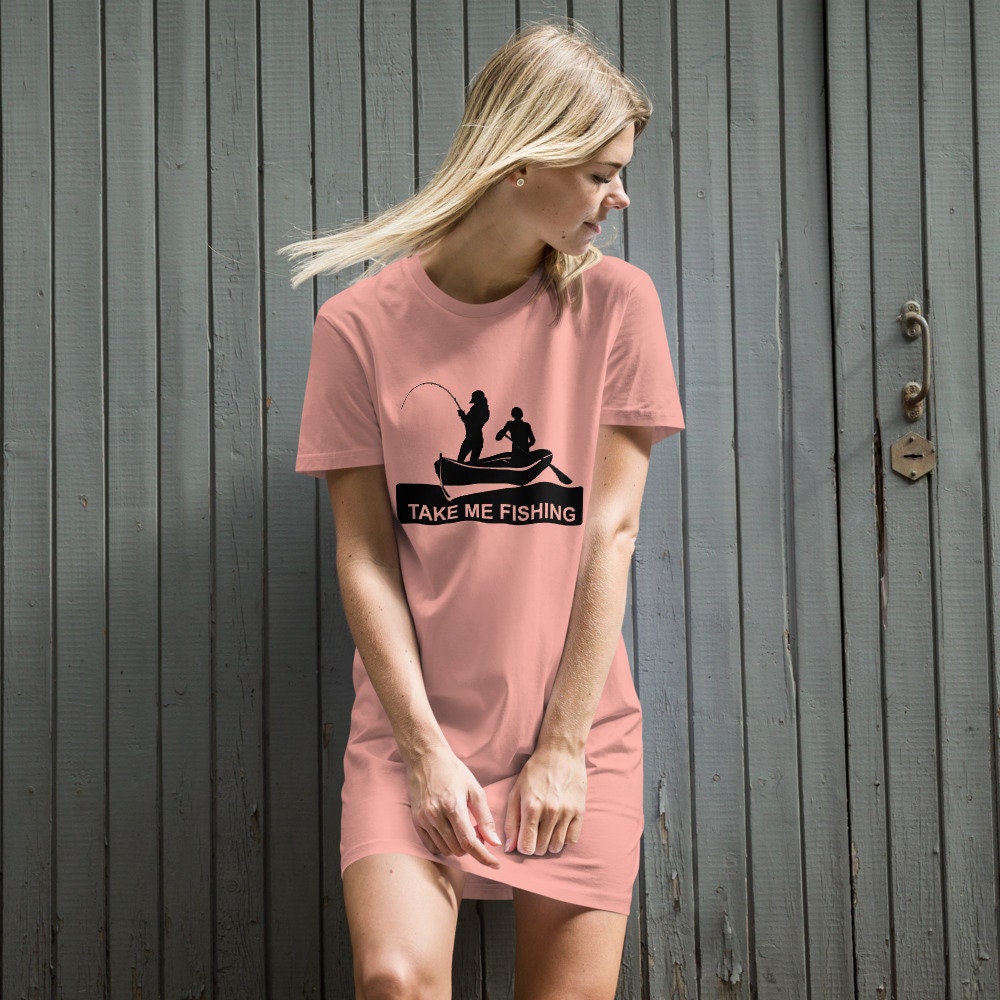 Women's Fishing cotton tshirt dress FisherWoman Take me Etsy
