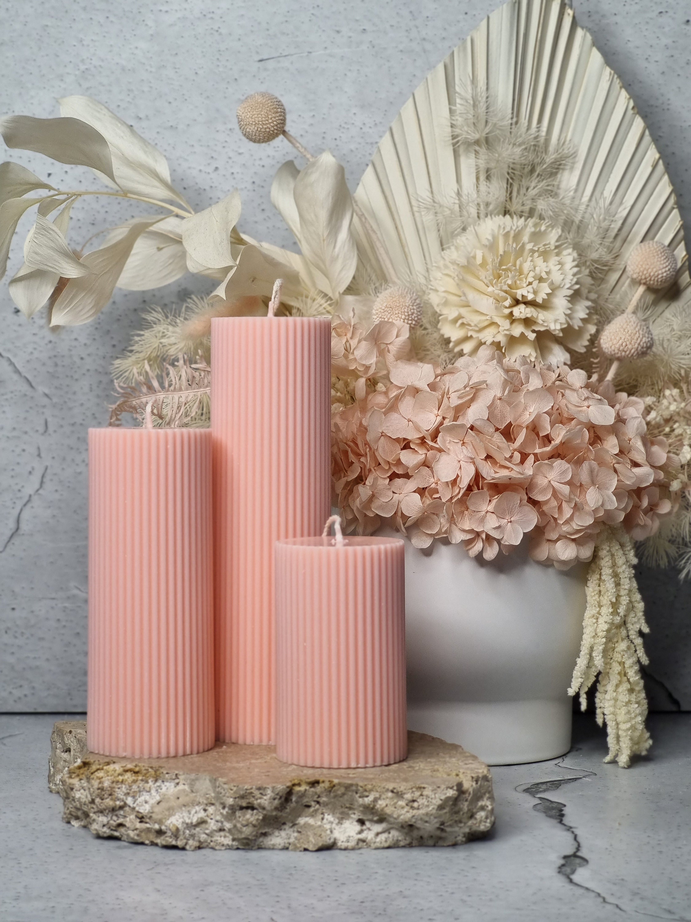 Ribbed Pillar Candle (Set of 2) main image 1