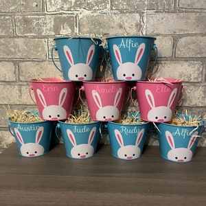Easter egg hunt basket, Easter bucket, tin bucket with handle, personalised, Easter gifts