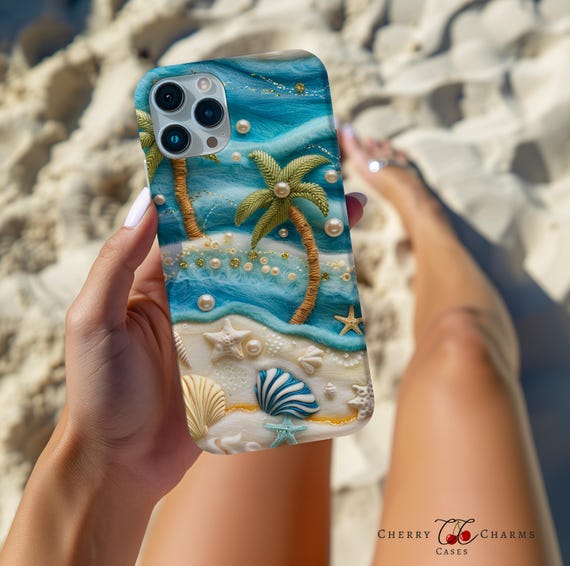 Beach Phone Case, Ocean Aesthetic Cover, Beach Lover Gift, 3D Look iPhone 16 Case, MagSafe Compatible, Samsung Galaxy, Pixel, Gift for Her