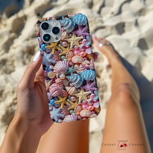 Starfish and Seashell Phone Case, Ocean Aesthetic Cover, Beach Lover Gift, iPhone 16 Case, MagSafe, Samsung Galaxy, Pixel, Gift for Her