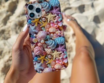 Starfish and Seashell Phone Case, Ocean Aesthetic Cover, Beach Lover Gift, iPhone 16 Case, MagSafe, Samsung Galaxy, Pixel, Gift for Her