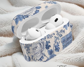 Toile bookish Flower AirPod Case, Cottagecore Cover, Book Lover, Floral Aesthetic, Gift for Her