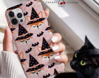Cute Fox Witch Phone Case, Halloween Aesthetic,Spooky, Gift for Her, MagSafe,iphone 16e case, pixel, samsung