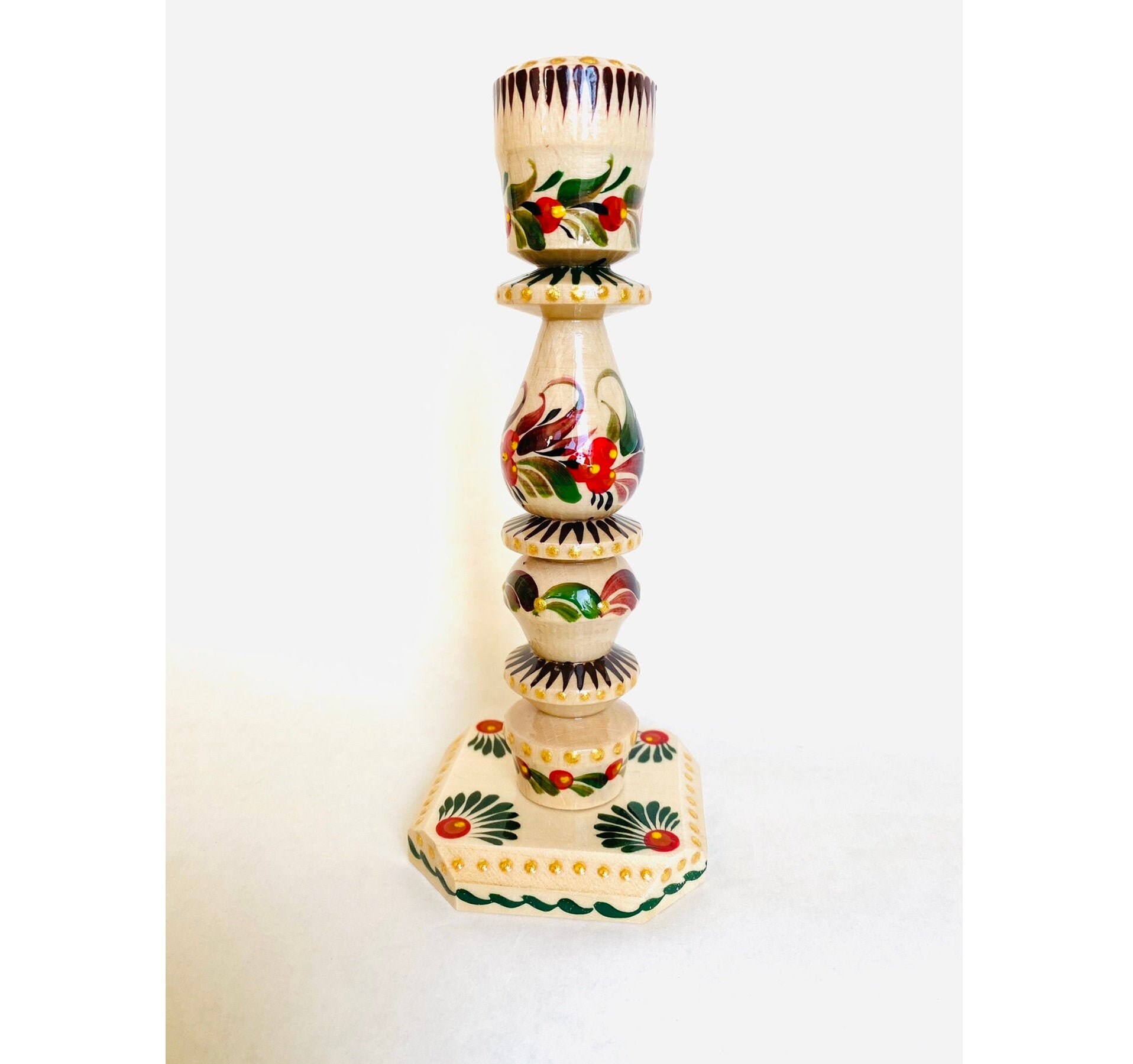 Candelabro de madera pintado a mano Petrykivka pintura | Etsy