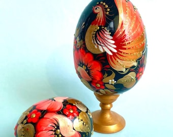 Hand Painted Wooden Easter Eggs, Petrykivka Ukrainian Folk Art