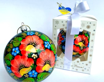Christmas balls hand painted Christmas ornaments Gift for the new year Personalized Ukrainian Christmas balls Petrykivka painting Ukraine