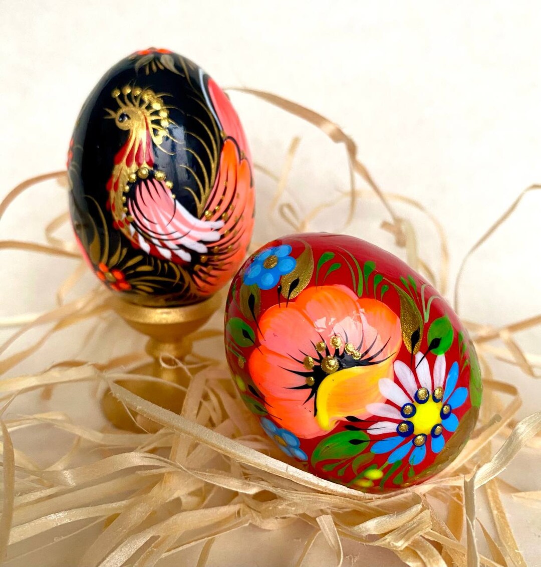 Hand-painted Wooden Easter Egg, Petrykivka Folk Art From Ukraine - Etsy