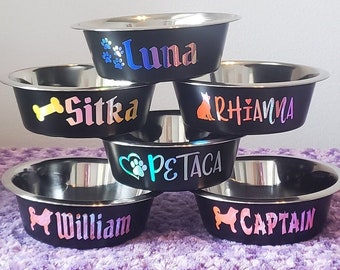 Personalized Dog Bowl, Custom Pet Bowl, Stainless Steel Dog Bowl, Dog Food Bowl, Black Dog Bowl, Personalized Puppy Bowl