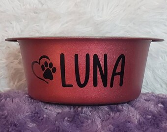 Personalized Pet Bowl, Rose Gold Cat or Dog Bowl, Stainless Steel Bowl, Custom Dog Bowl, Food Bowl, Water Bowl, Pet Dish, Puppy Food Bowl