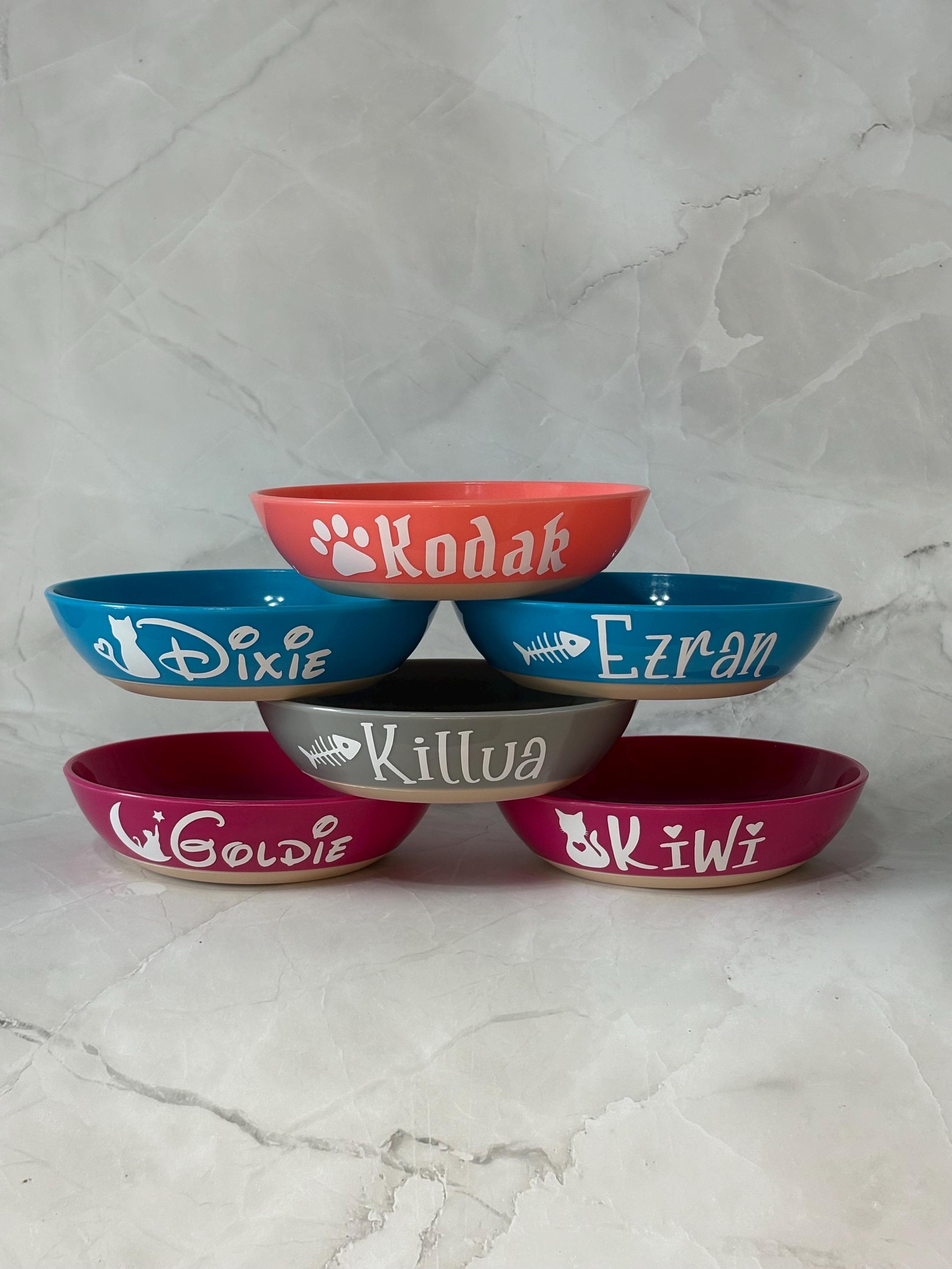 Personalized Cat or Small Dog Bowl with Name, Plastic Cat or Puppy Dish with Anti Slide Bottom, Durable Kitten or Puppy Food Bowl, Pet Bowl