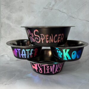Comedero personalizado para perros, comedero a medida para mascotas, comedero de acero inoxidable para perros, comedero para comida de perros, comedero negro para perros, comedero personalizado para cachorros imagen 19