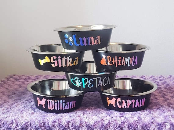 Personalized Dog Bowl, Custom Pet Bowl, Stainless Steel Dog Bowl, Dog Food Bowl, Black Dog Bowl, Personalized Puppy Bowl