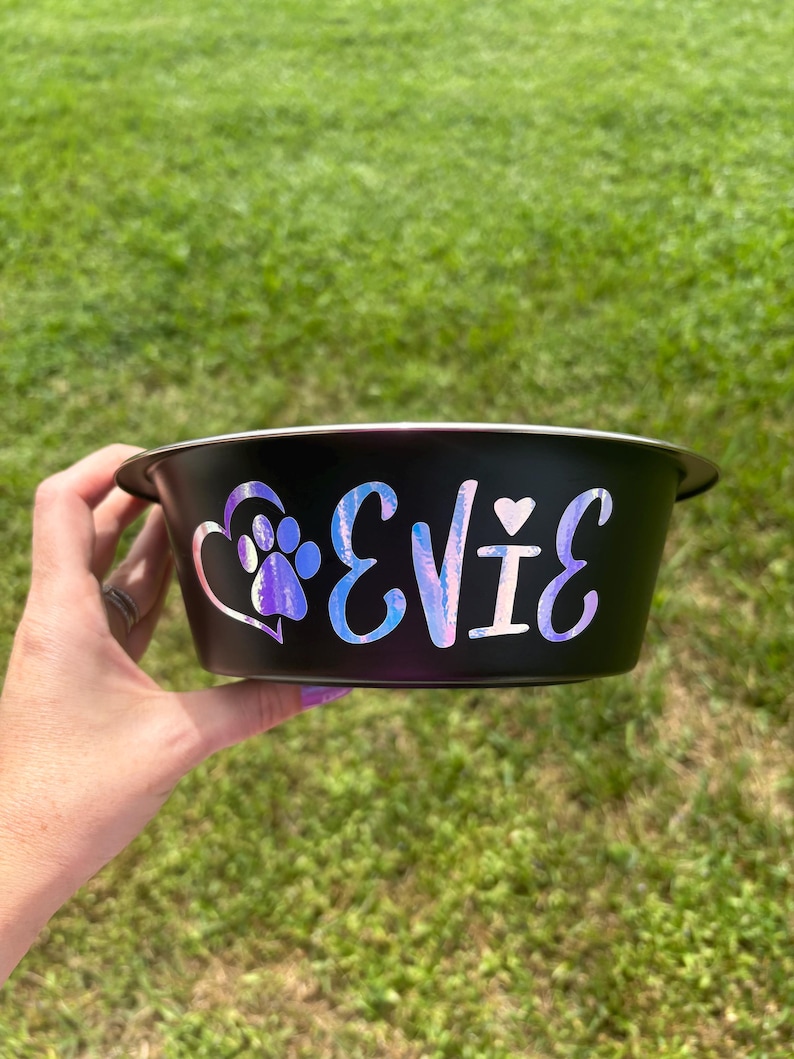 Comedero personalizado para perros, comedero a medida para mascotas, comedero de acero inoxidable para perros, comedero para comida de perros, comedero negro para perros, comedero personalizado para cachorros imagen 11