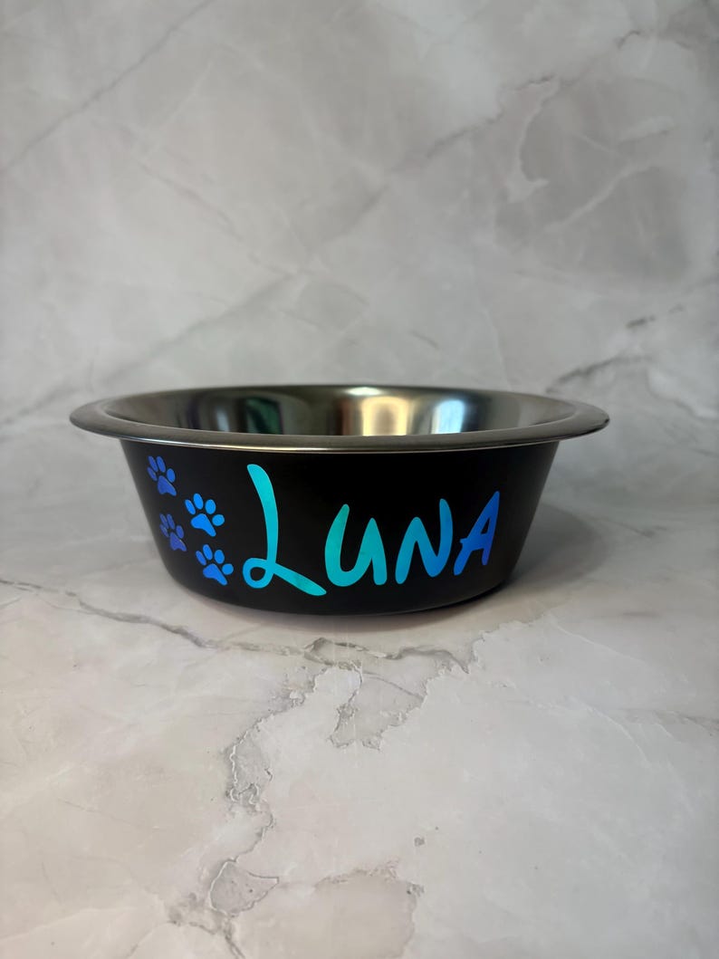Comedero personalizado para perros, comedero a medida para mascotas, comedero de acero inoxidable para perros, comedero para comida de perros, comedero negro para perros, comedero personalizado para cachorros imagen 10