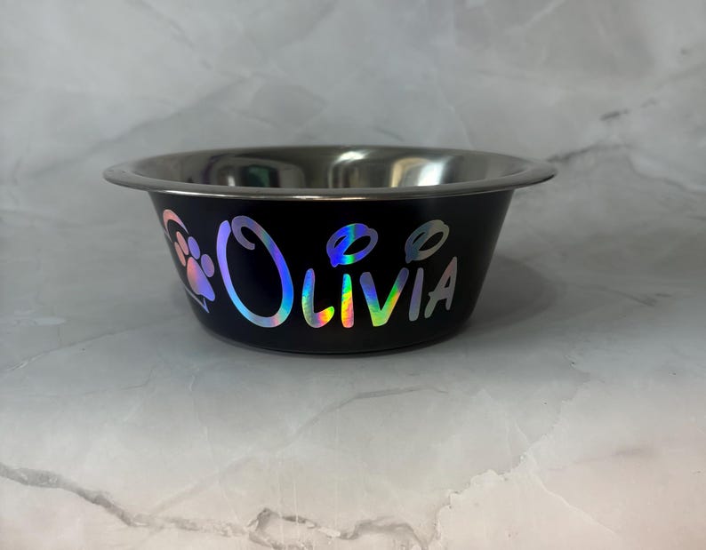 Comedero personalizado para perros, comedero a medida para mascotas, comedero de acero inoxidable para perros, comedero para comida de perros, comedero negro para perros, comedero personalizado para cachorros imagen 12