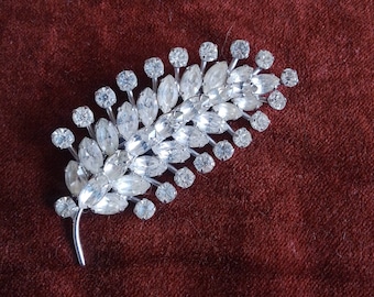 Broche Ancienne En Forme De Feuille - Bijou Vintage Occasion, Sans Marque