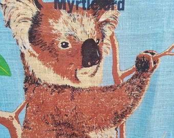 Koala Australia Pure Linen Vintage Tea Towel, Greetings from Myrtleford, Designed in Australia