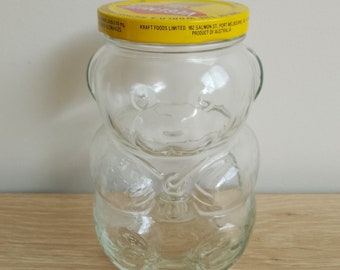 Vintage Vegemite Kraft Glass Collectable Bear Jar 1988