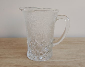 Vintage frosted glass and diamond cut jug / pitcher