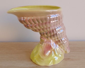 RARE Vintage Kalmar V.59 Lustreware shell vase in pink and green