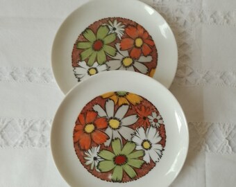 Two vintage Noritake bread plates, Younger Image China 'Culebra' Made in Japan, retro floral side plates